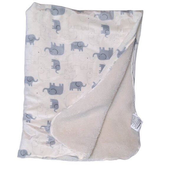 Bon Bebe Elephant Creme Sherpa Baby Lovey Security Blanket 28" X 37" - Picture 2 of 4